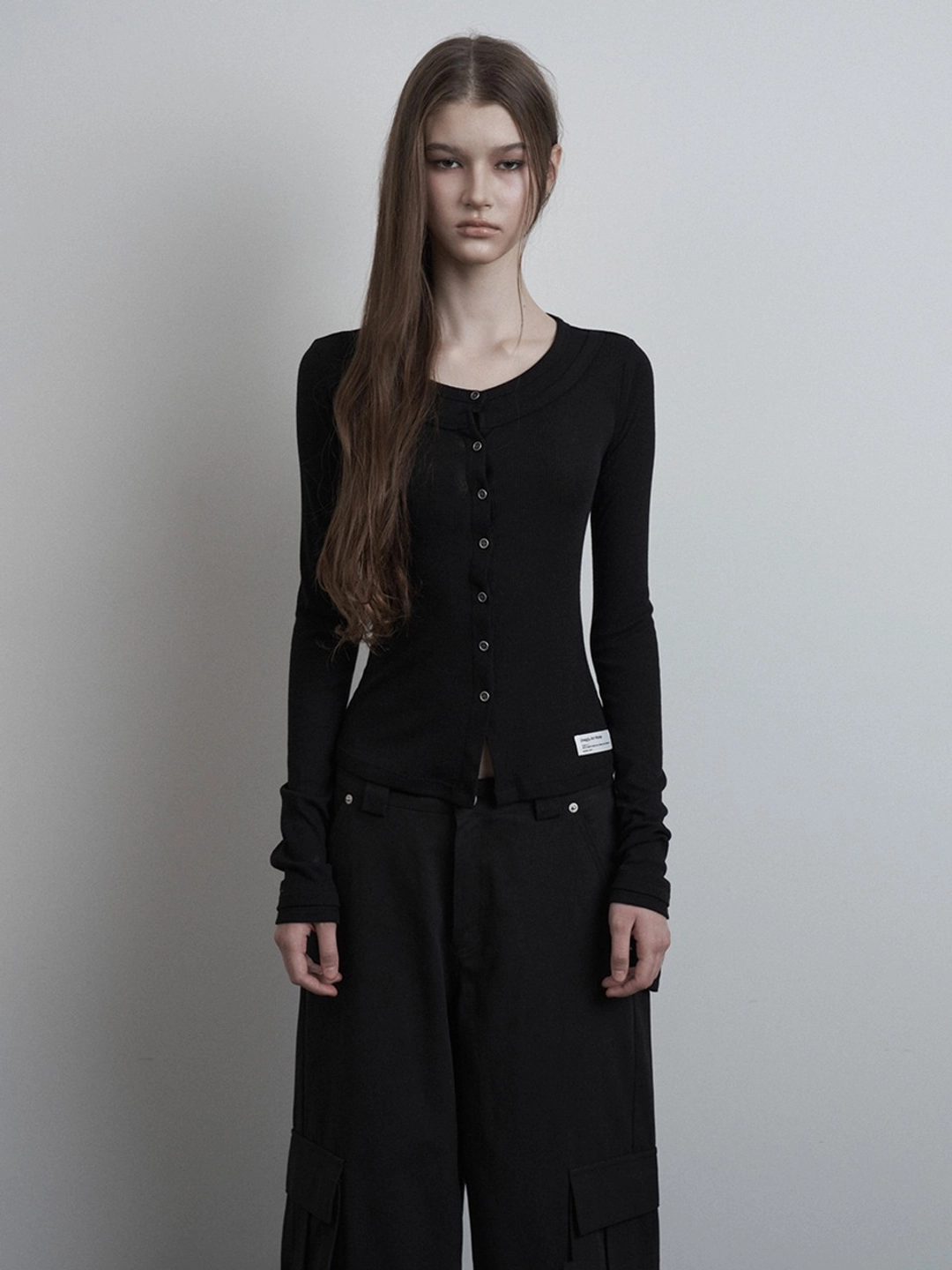 이네기 Silvery Layered Cardigan (black) 상품 이미지 1