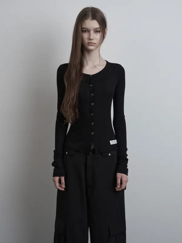 Silvery Layered Cardigan (black)