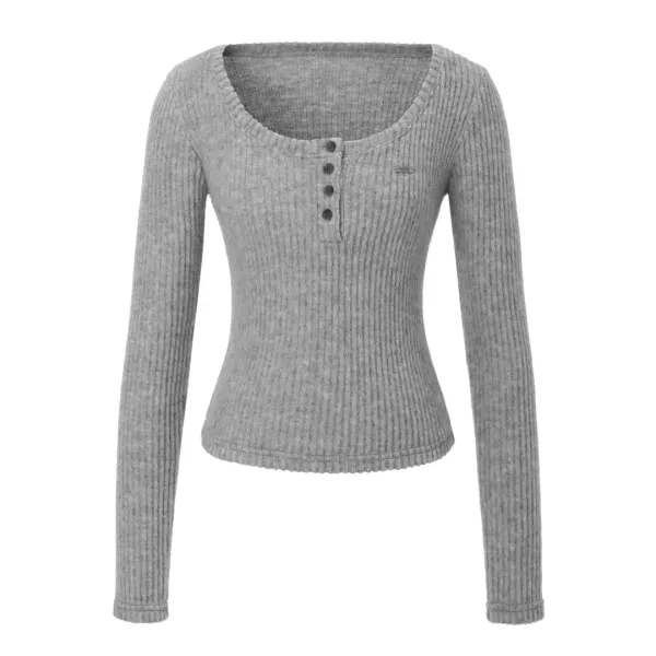 Ribbed Button T-shirt
