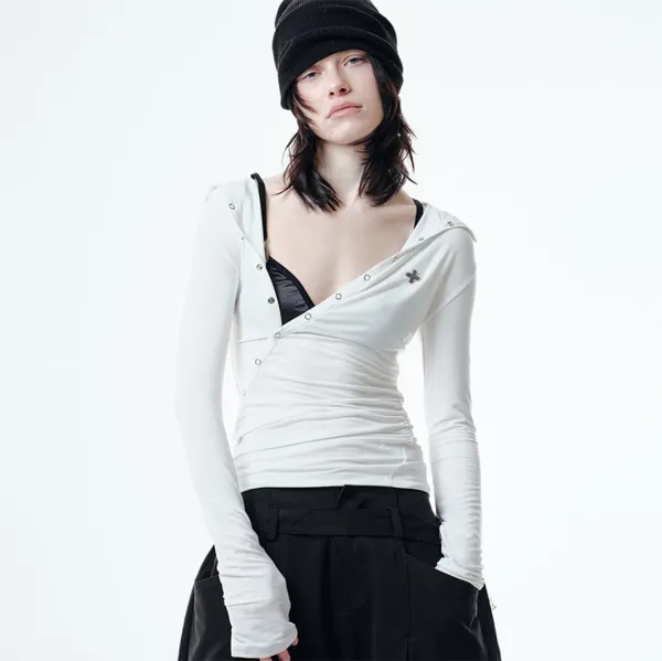 RO DRAPED HOODIE (WHITE)