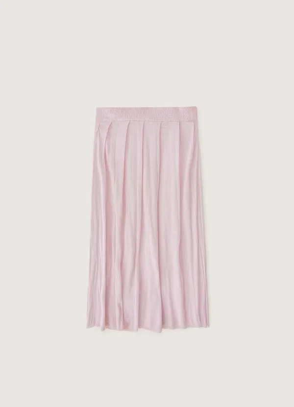 Layered Knit Pleated Skirt - Fade Pink