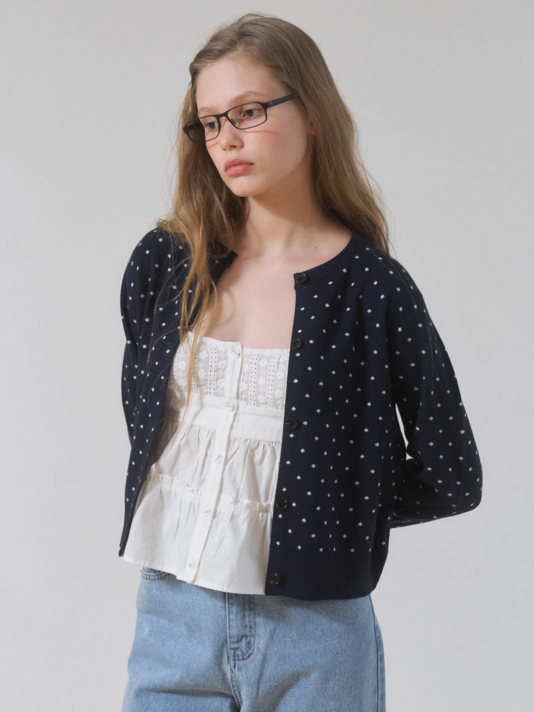 어몽 A DOT CARDIGAN_NAVY 상품 이미지 2