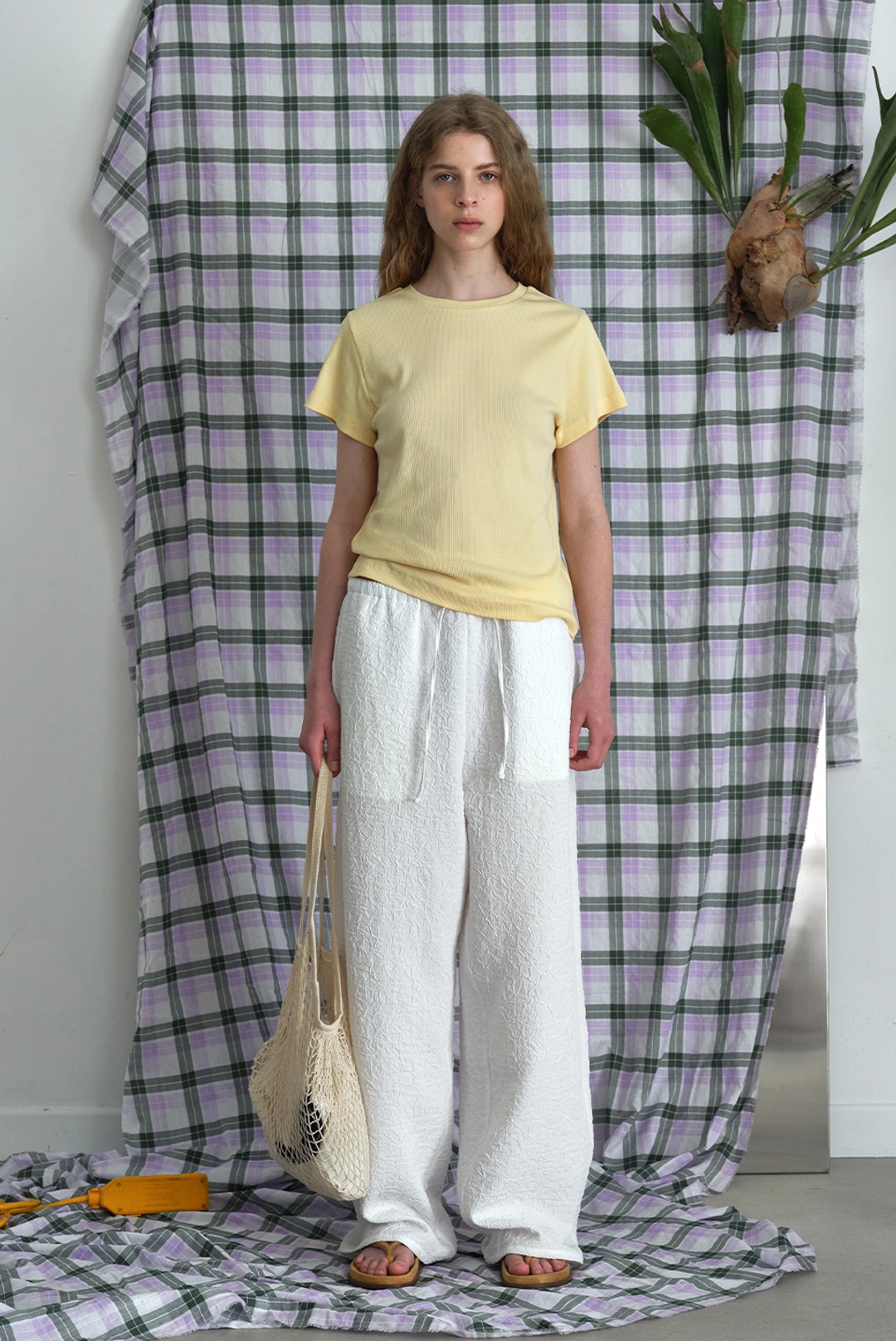 브렌다 브렌든 renee string pants - off white 상품 이미지 2