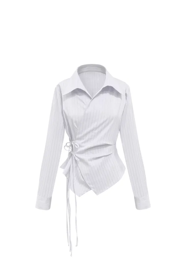 EVE STRIPE WRAP SHIRT / WHITE