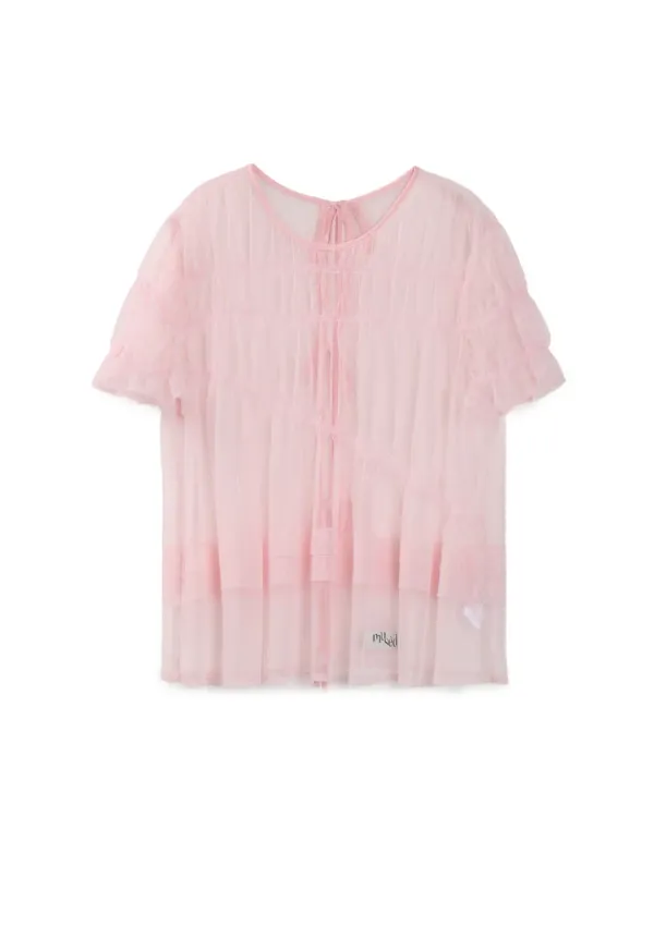 Mused Shirring Ribbon Top - Pink