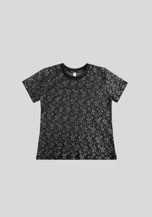 LACE HALF SLEEVE TOP (GOLD BLACK)