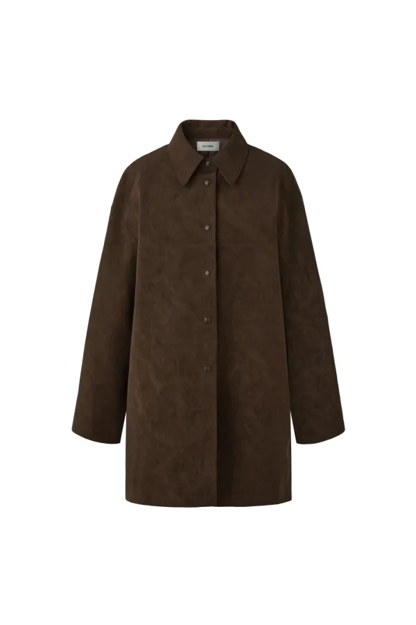 [1st REORDER] FAUX LEATHER HALF COAT [BROWN]