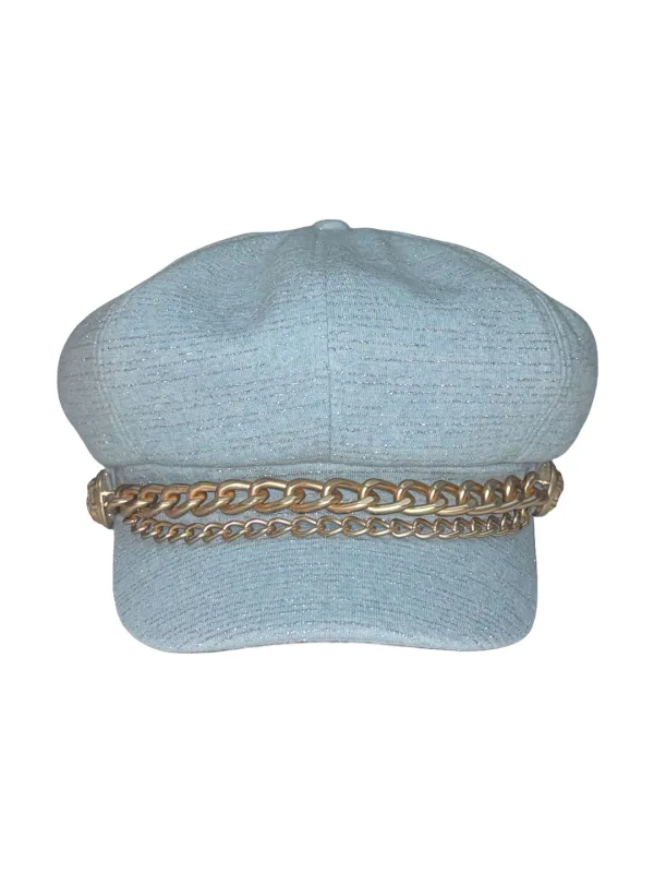 Chain Terry Newsboy Cap Baby Blue