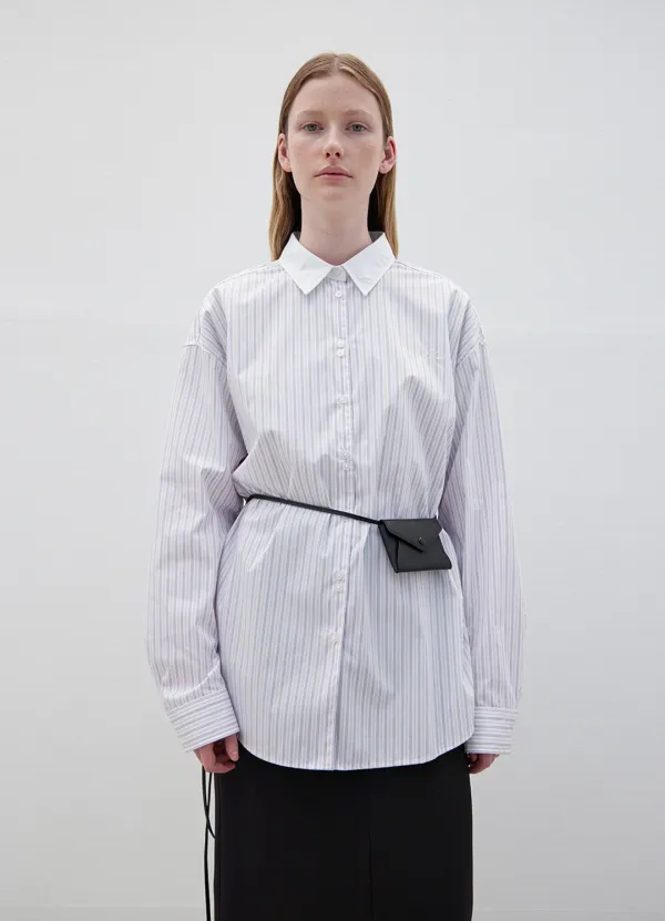 Stripe Cotton Relaxed Shirt - White/Grey