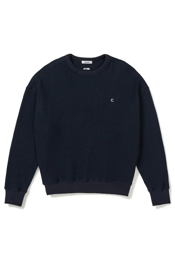 [24FW clove] Waffle Sweatshirt (Navy)