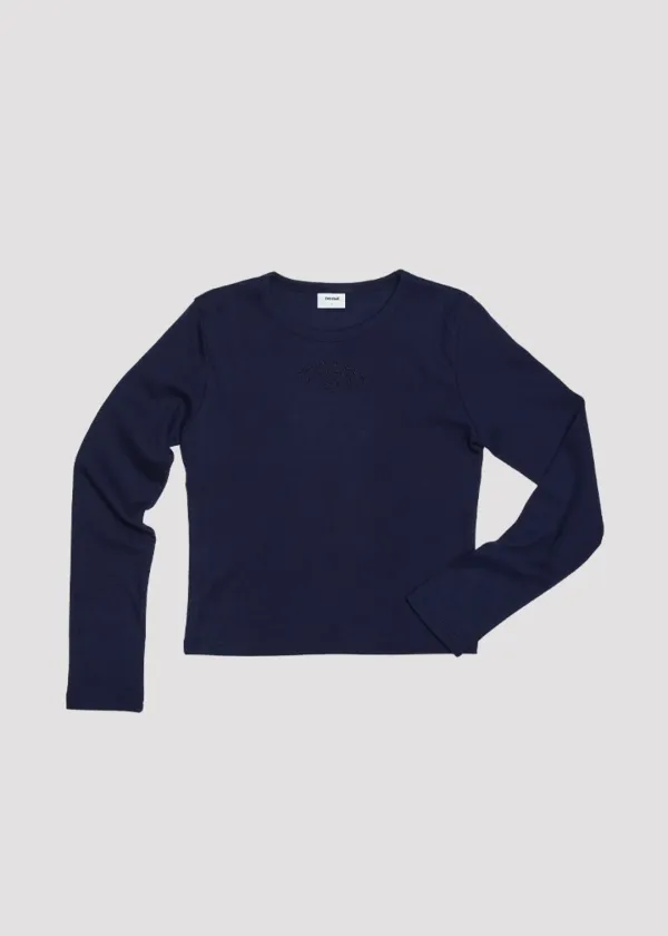 LONG SLEEVE SLIM T SHIRT WE LOVE NAVY