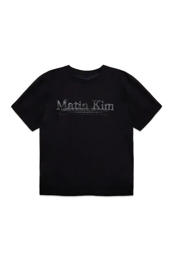STAMP LOGO GRAPHIC OVERSIZE TOP FOR MEN IN BLACK