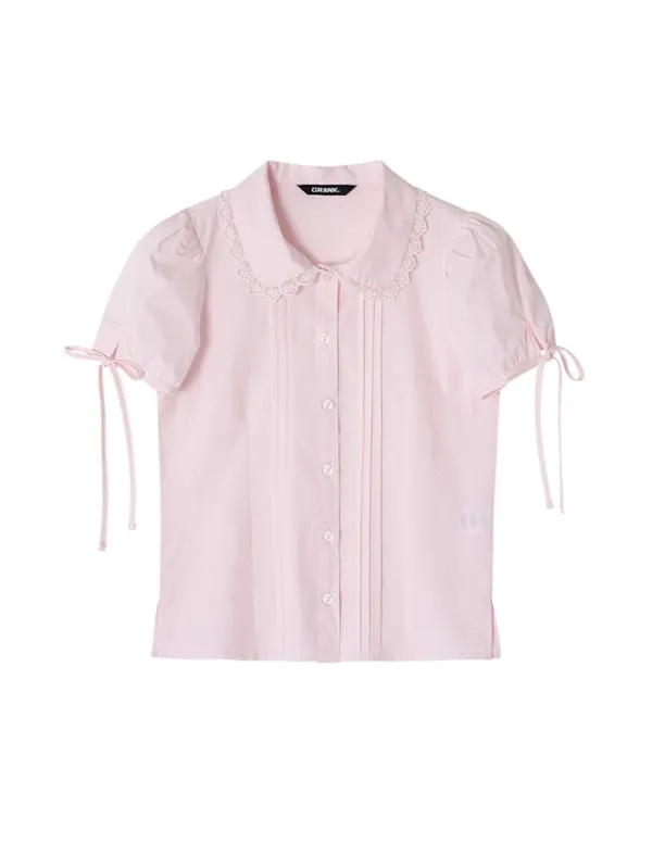 [Release 06/04] PINTUCK LACE COLLAR BLOUSE_PINK