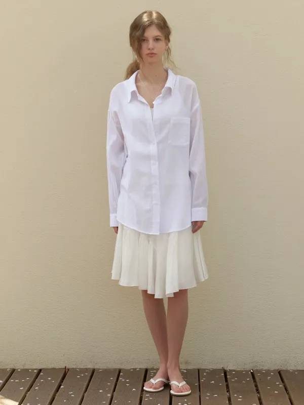 Crease sheer cotton shirt (white)