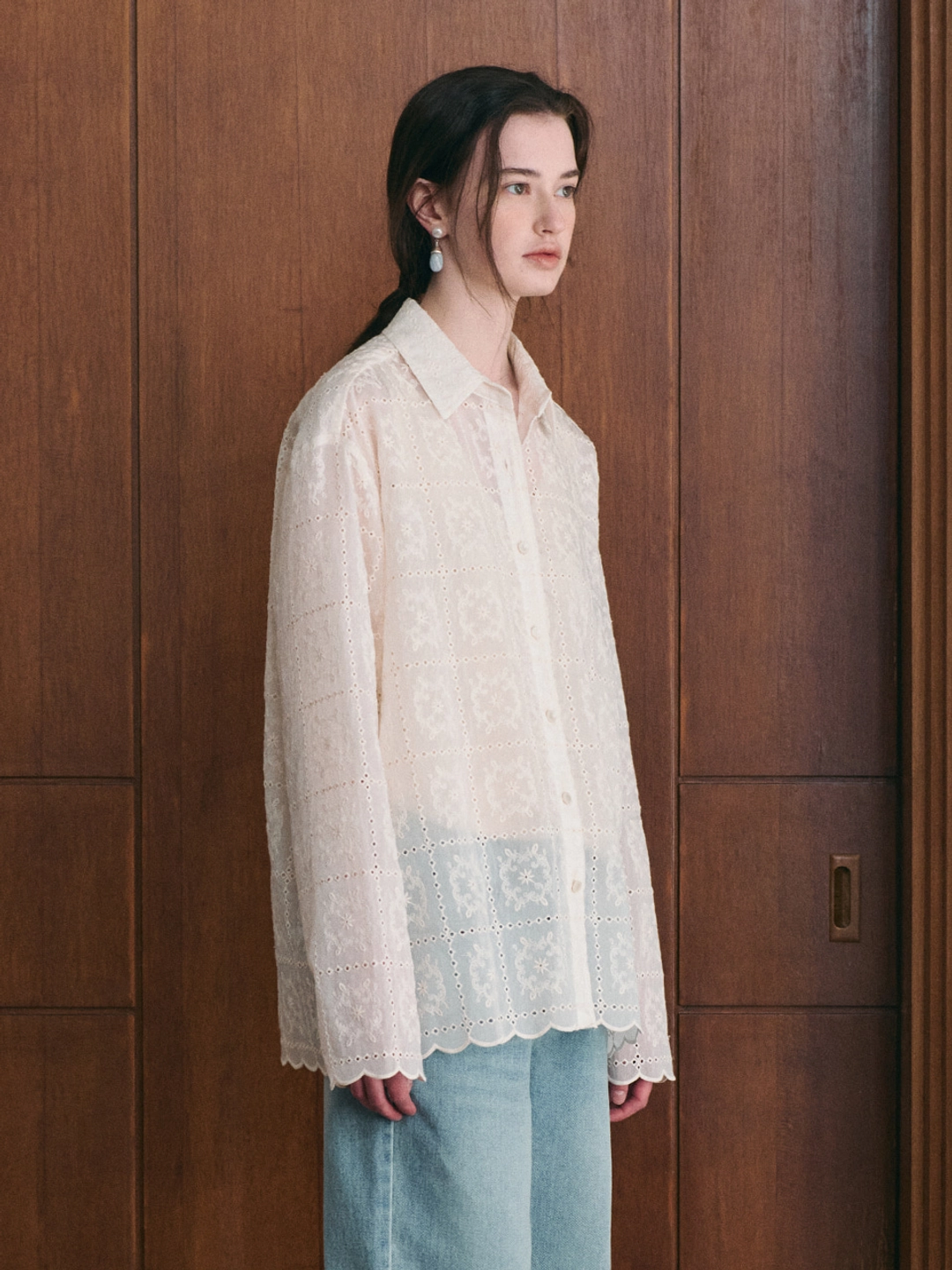 르니나 ADELINE lace oversized shirt_ivory 상품 이미지 3