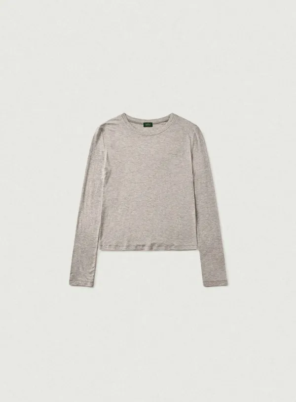 Soft Slim Wool Tencel T-Shirt_Melange Grey