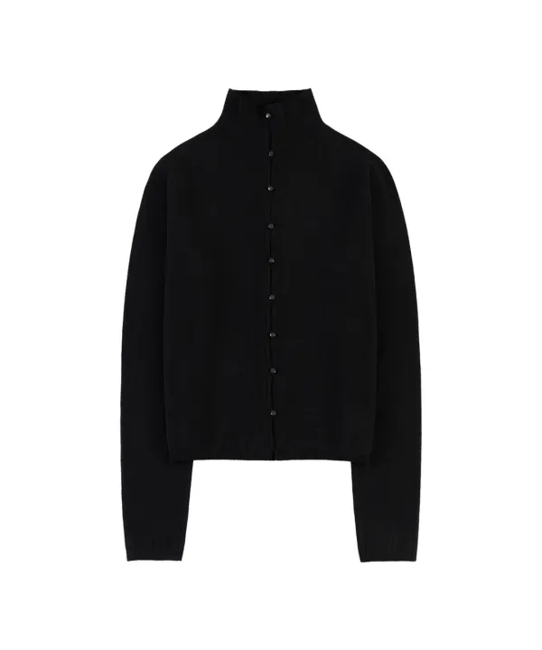 KN4282 울 블렌드 하이넥 카디건_Black