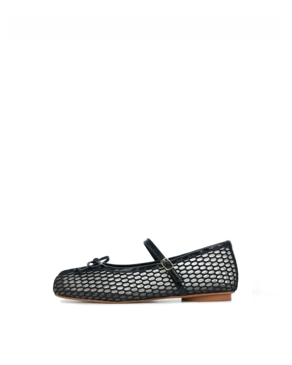 SIA Ballerina Mesh Flats - BLACK