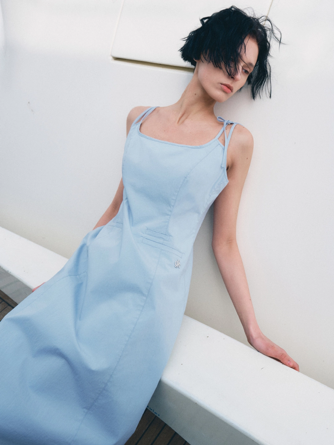 시티브리즈 나일론 스트랩 리본 롱 원피스_3COLORS 상품 이미지 2