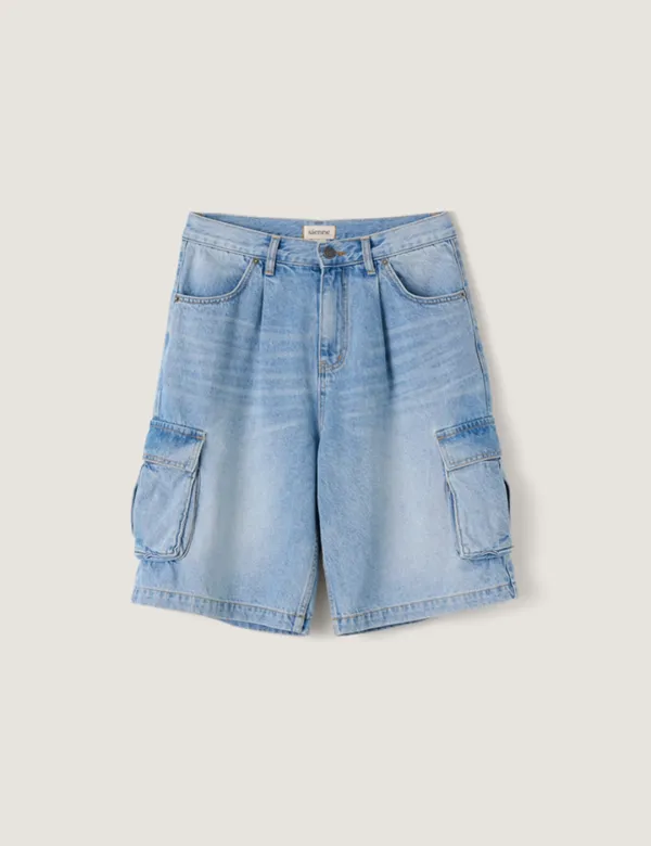 Cargo Denim Shorts (Blue)