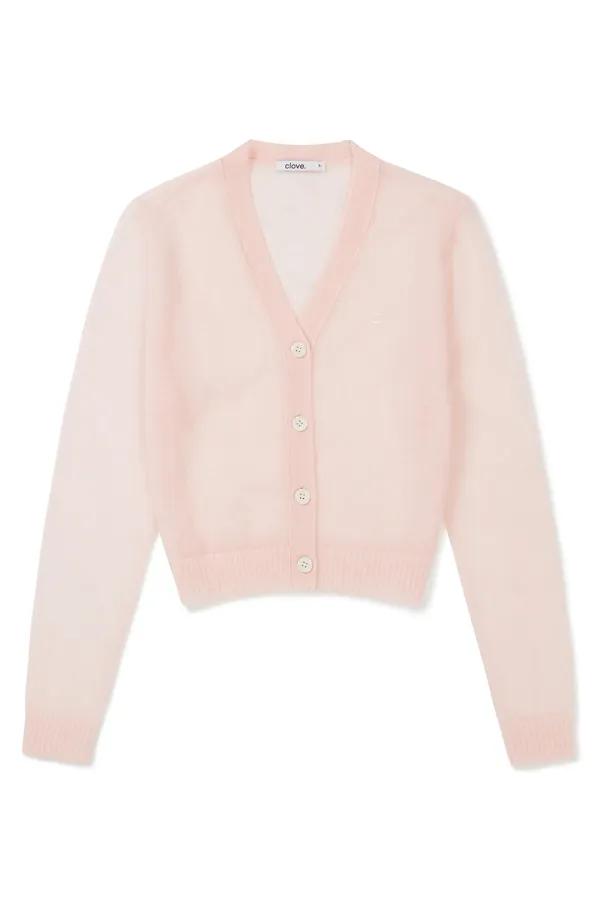 [25SS clove] Kid Mohair Cardigan (Light Pink)