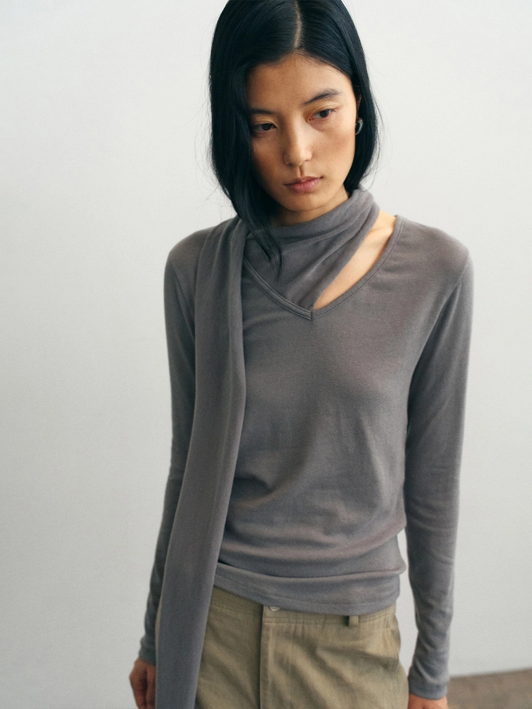 더릴 Grove Scarf Tee_Ash Gray 상품 이미지 1