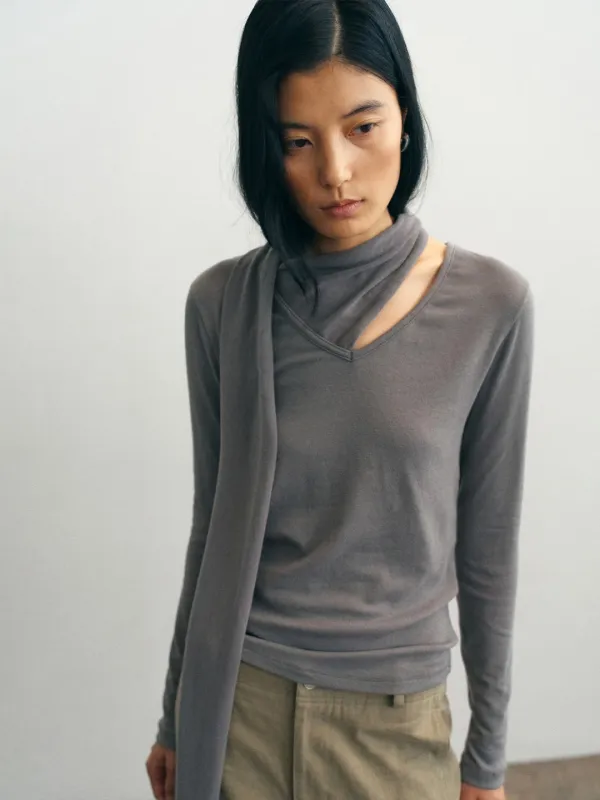 Grove Scarf Tee_Ash Gray