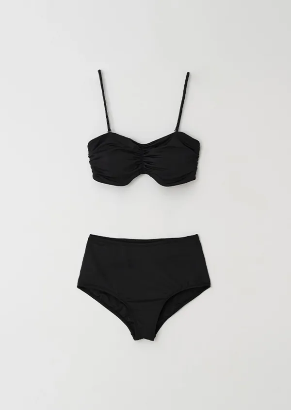shirring swim set-black