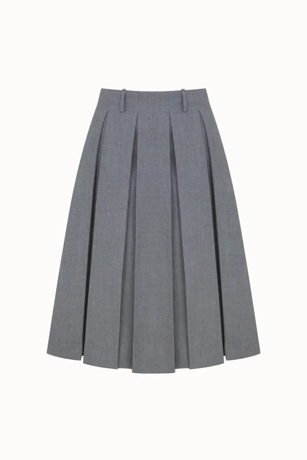 Pleats Midi Skirt[LMBESPSK5405]-Gray