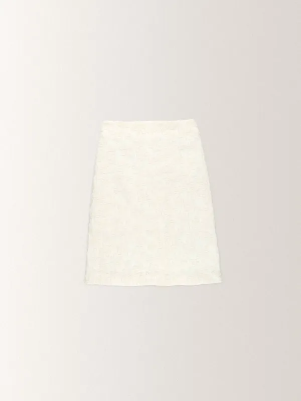 JAQUARD FLOWER LACE LONG SKIRT [ CREAM ]