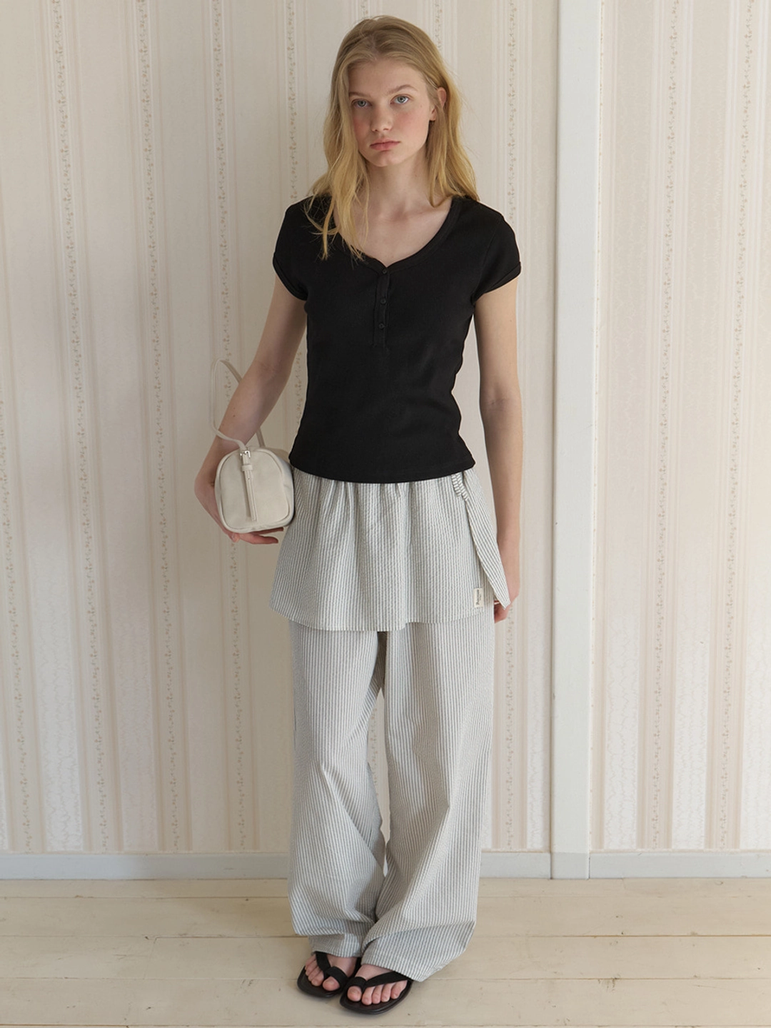 어몽 A SKIRT LAYERED STRING PANTS_IVORY 상품 이미지 2