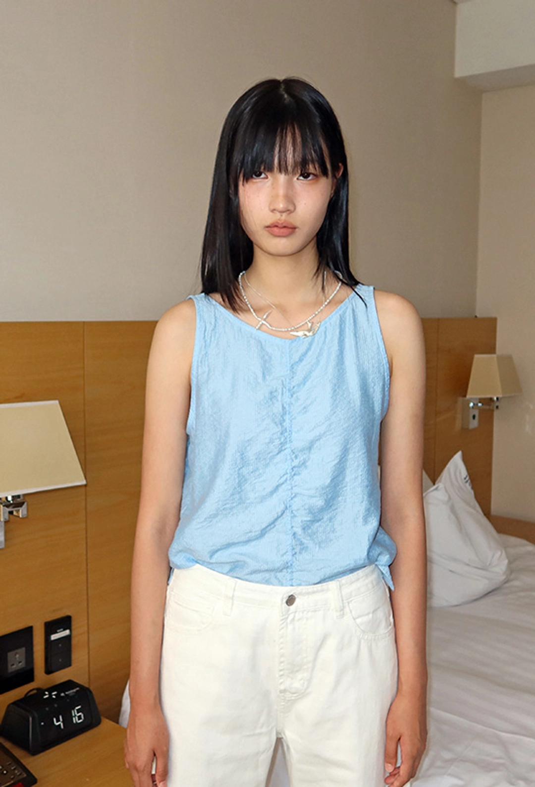 플리즈프로젝트 [PLZPROJECT]2-WAY SLEEVELESS BLOUSE, SKY BLUE 상품 이미지 2