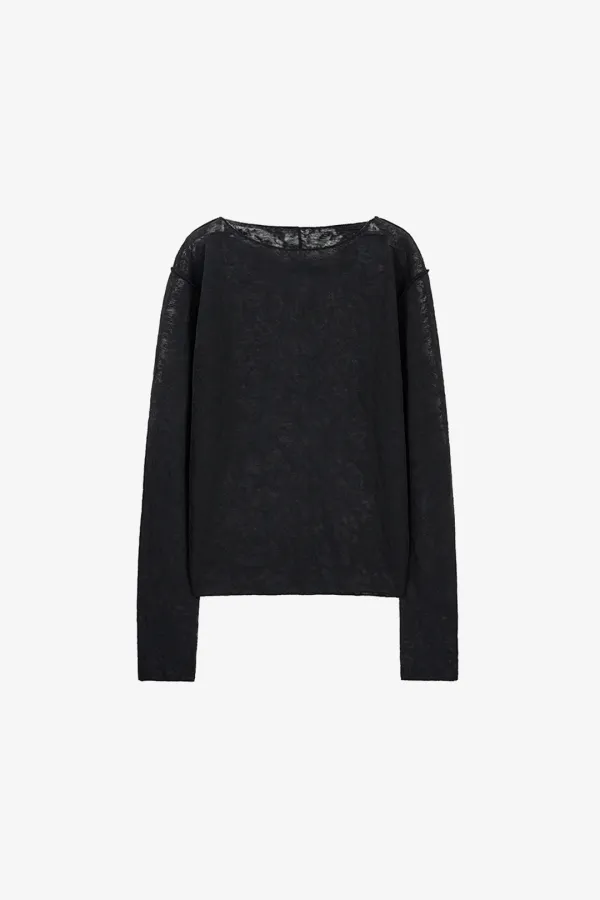 패턴 시어 롱슬리브 BLACK
