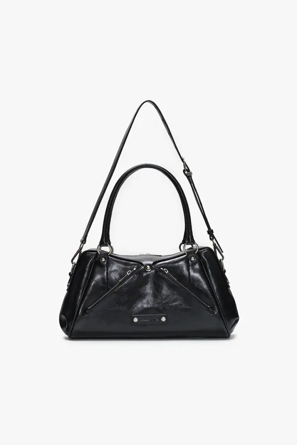 FAUX LEATHER M.O.S BAG, BLACK