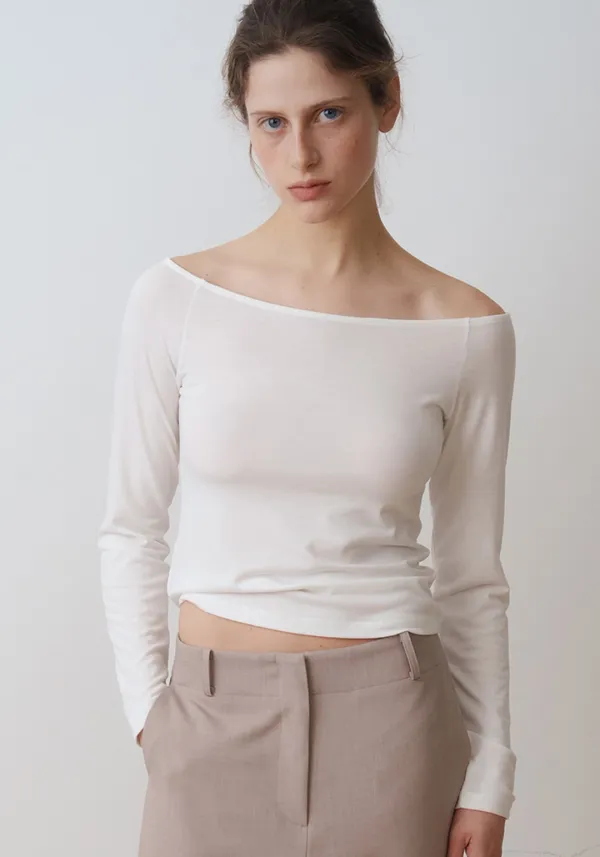 OFF NECK T-SHIRTS_IVORY_OF1C2XTL01IVY