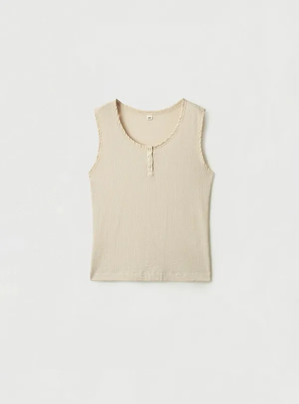 WASHED SLEEVELESS - BUTTER