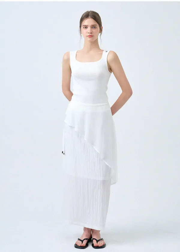  [25-36]  Elara Layered Long Skirt  엘라라 레이어드 롱 스커트 (여름-데일리룩-캐주얼룩-출근룩-하객룩-격식룩-고급-쉬폰-레이어드-배색-H라인-빅사이즈-체형커버-자체제작) 