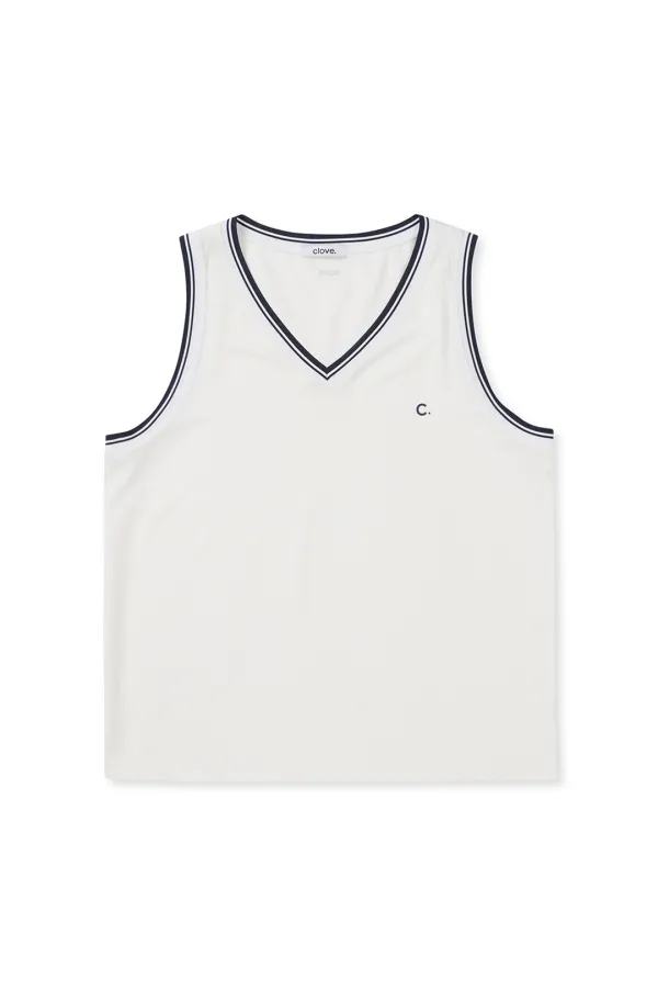 [25SS clove] V-neck Tank Top (White)