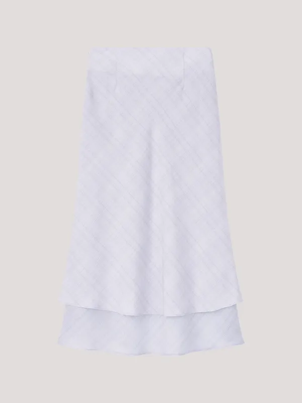 [2nd] Check Double Skirt_Skyblue