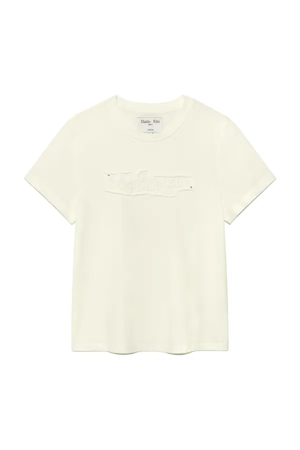 APPLIQUE LOGO PATCH TOP IN CREAM