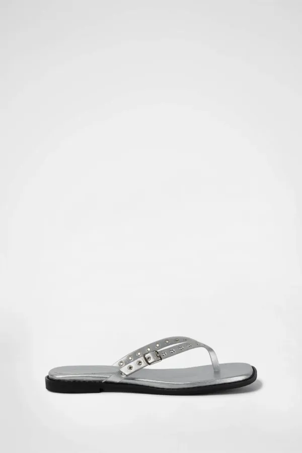 EYELET FLIP-FLOP / SILVER