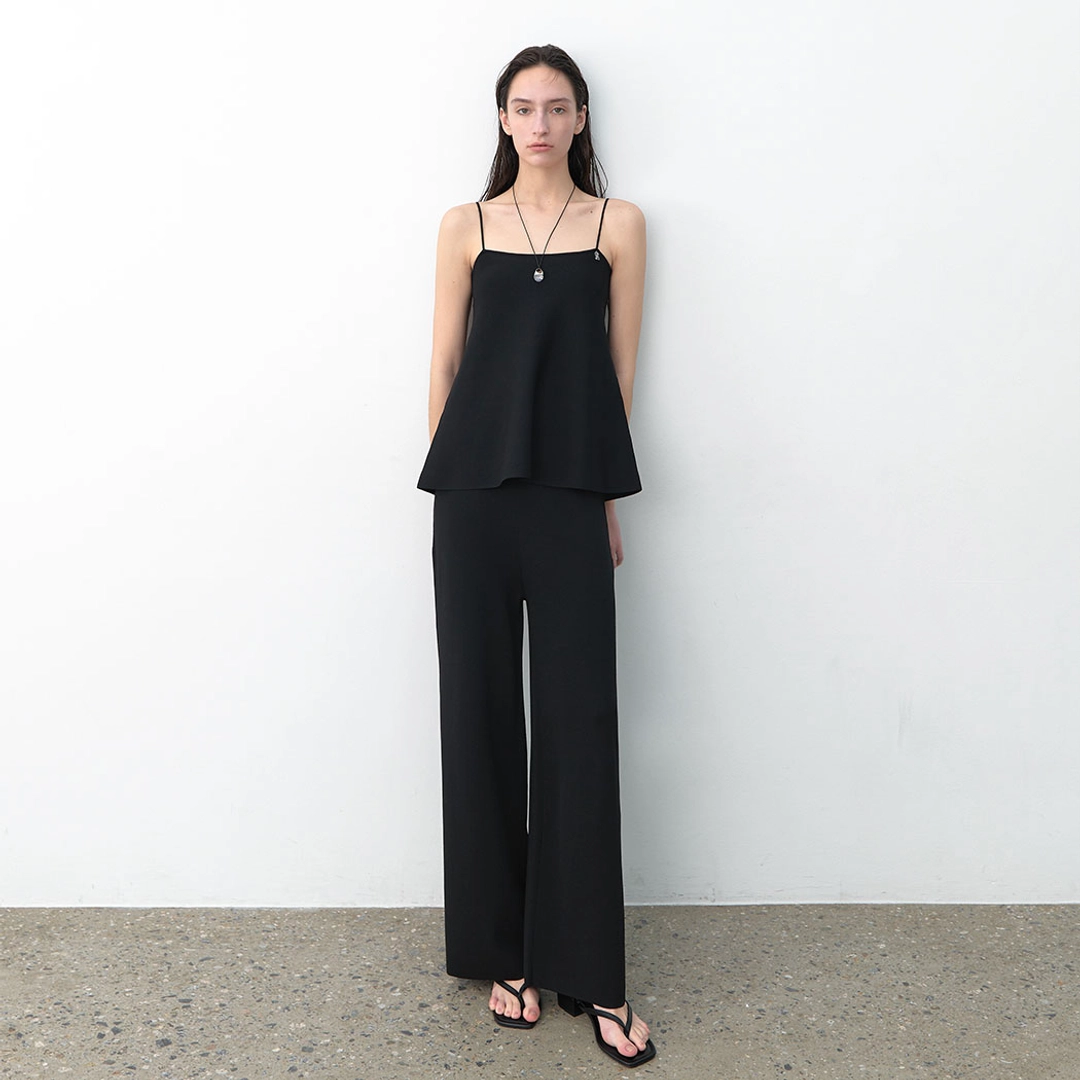 아뜰리에 나인 (PT-5640)ANNA SEMI WIDE SET-UP KNIT PANTS 상품 이미지 2