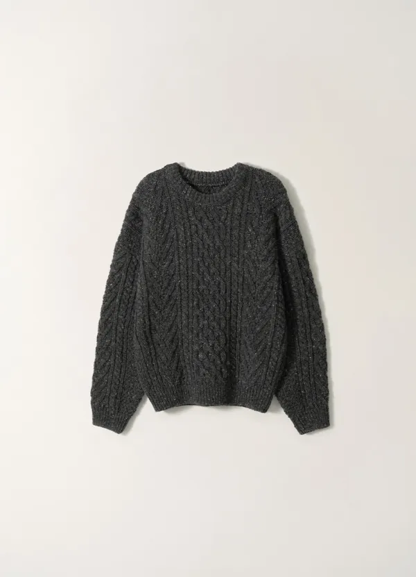 Petico cable knit pullover (Mixed charcoal)