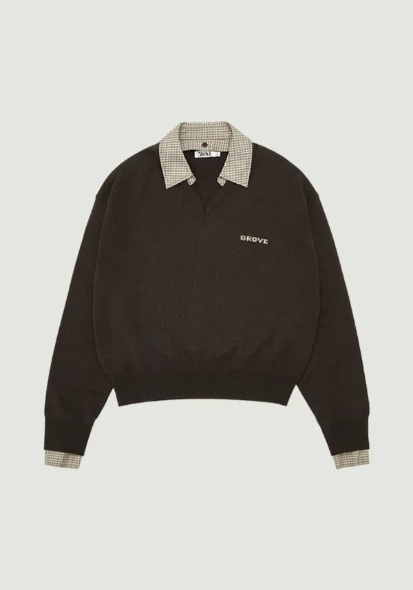 EVIE CHECK COLLAR KNIT