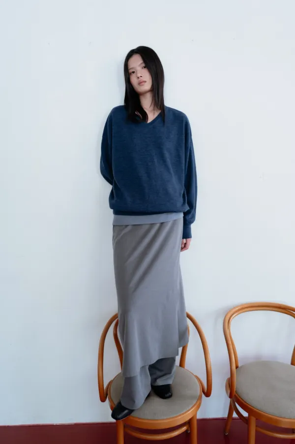 Brushed Jersey Layered Pants (Dark Gray / Gray / Brown)