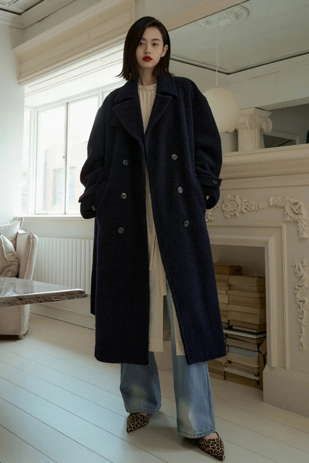오버듀플레어 ALPACA BELTED DOUBLE COAT_NAVY 상품 이미지 2