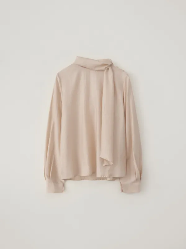 [5th-reorder] Sheer Curve scarf blouse (blush)