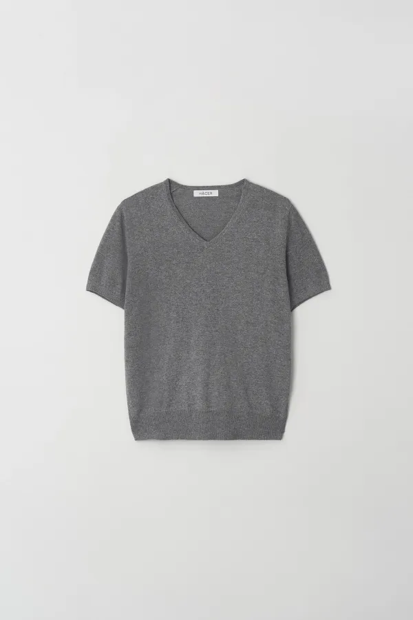 Classic V-neck Half Knit