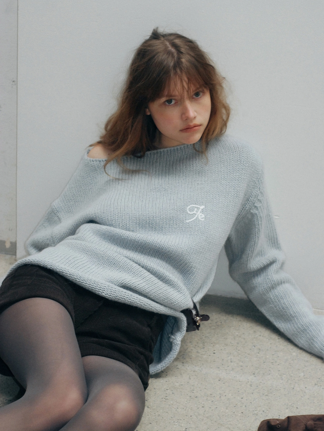 포에토 Crumble overfit mohair knit - watery blue 상품 이미지 2