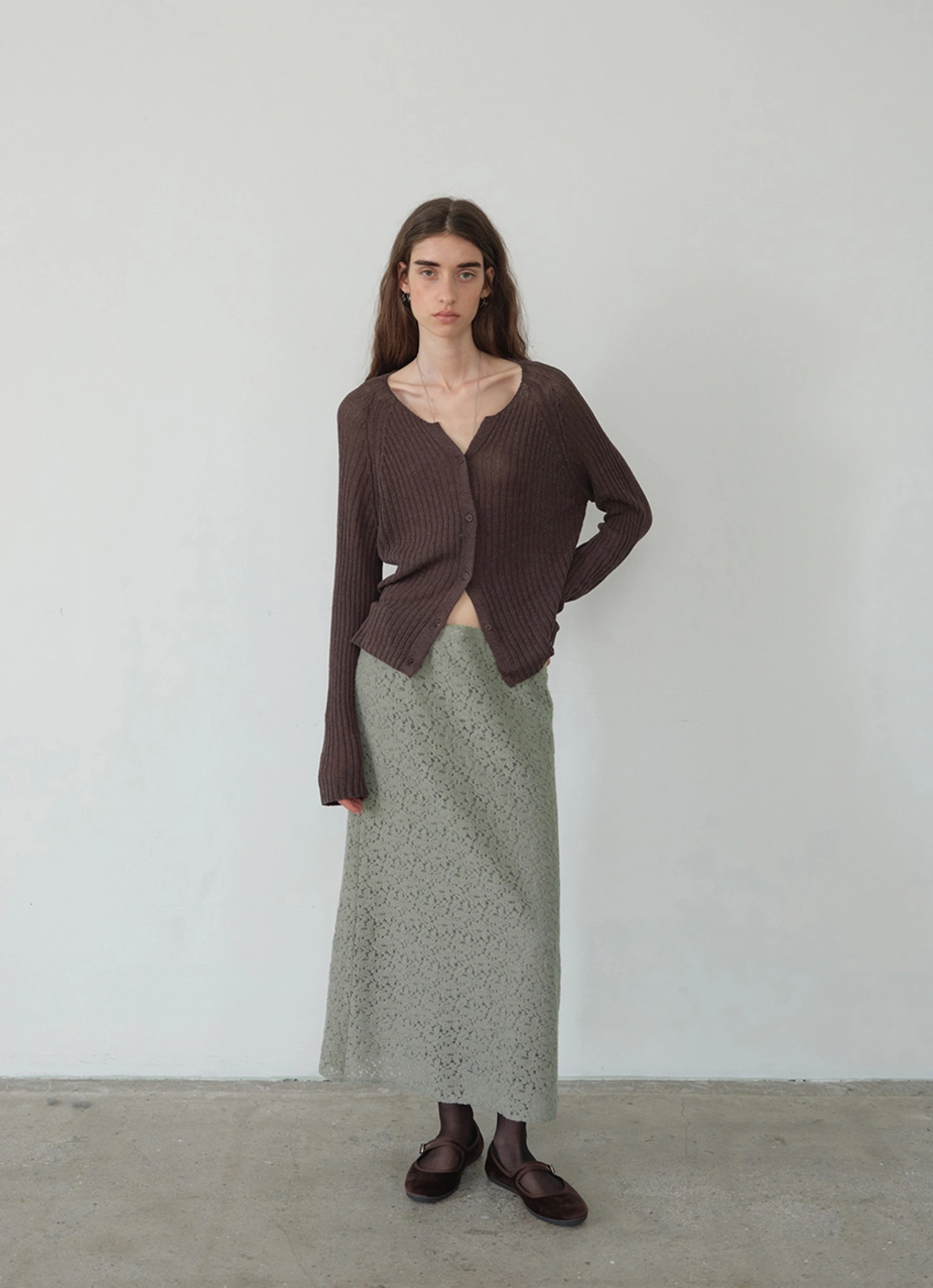 더라우스트 플러피 레이스 스커트 KHAKI 상품 이미지 2